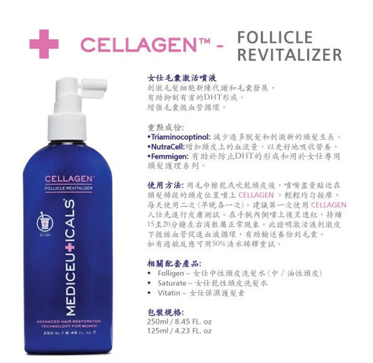 Mediceuticals Cellagen Revitalizer For Women 125ml, 250ml 女士毛囊激活噴液